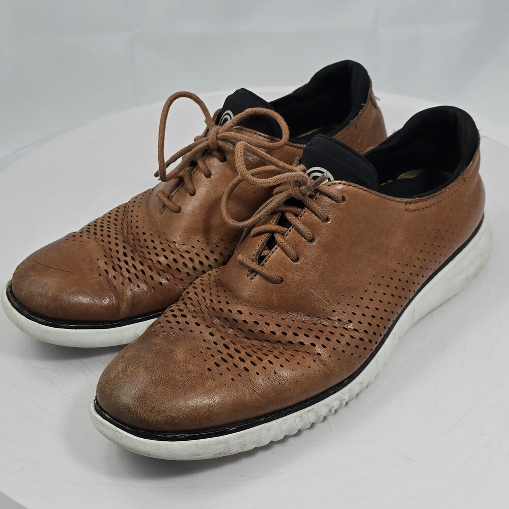 Cole Haan ZeroGrand Laser Wingtip 9 Perforated Oxford Tan Leather Shoes C27879